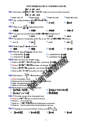 Trắc nghiệm Đại số 10  Chương 2 Hàm số